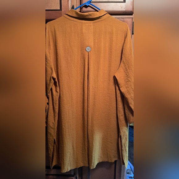 Ladies John Mark Button Front Tab Sleeve Tunic Top Collar LRG Loggin Look Rayon - Picture 3 of 11